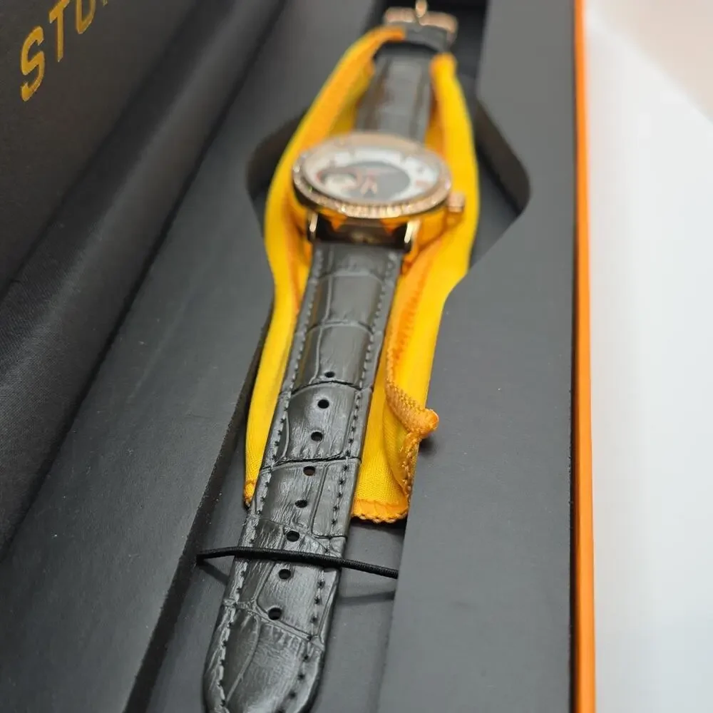 Stührling Original Women’s Automatic Analog Watch Rose Gold Gray Leather w/ Box